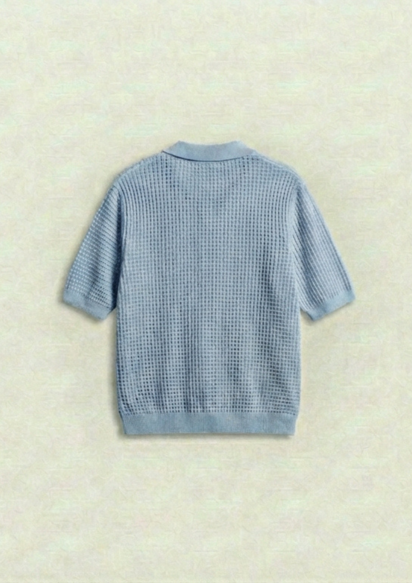 2 Piece Waffle Knit Polo T-Shirt (Brown – Light Blue)