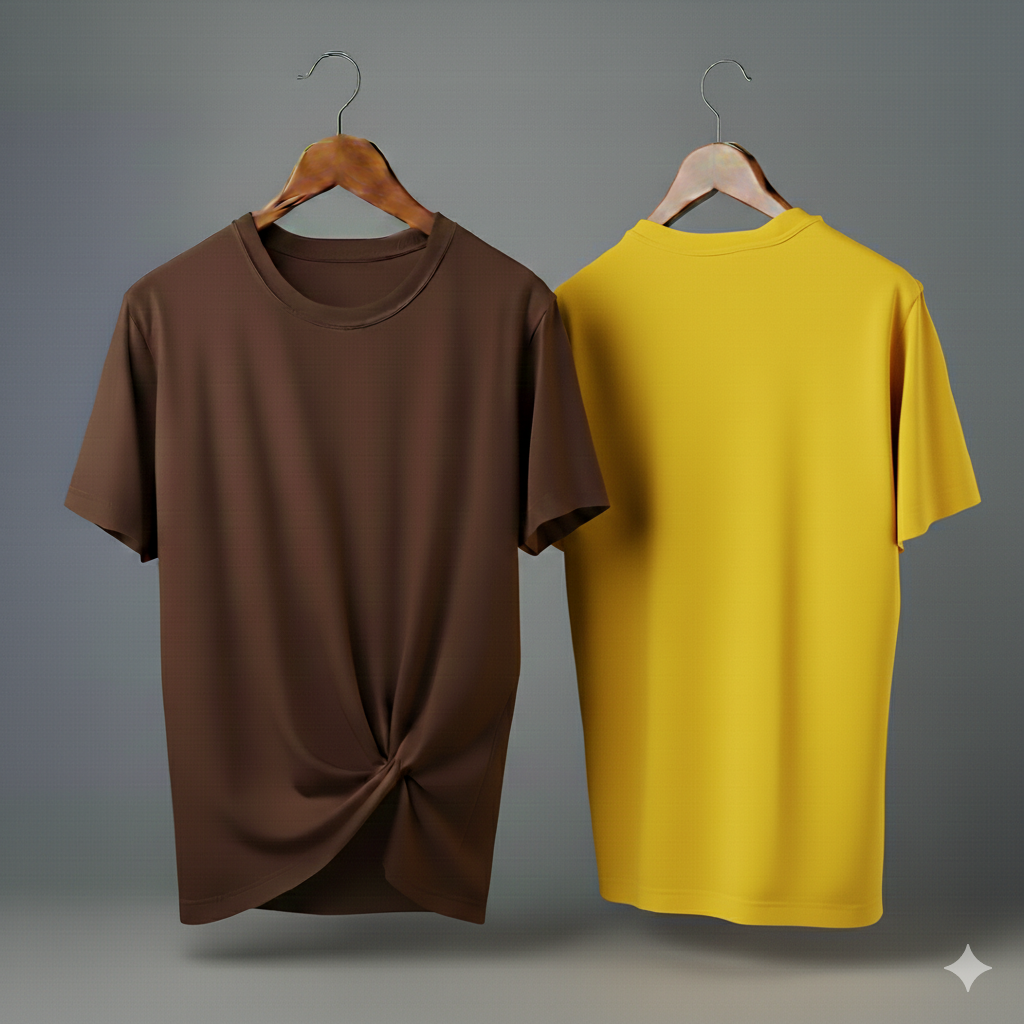 Drop Shoulder Pack of Two (Brown & Yellow)