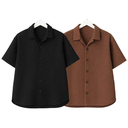Pack of 2 Waffle Cuben Collar ( Black & Brown )