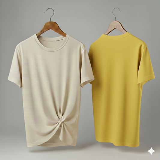 Drop Shoulder Pack of Two (Cream & Yellow)