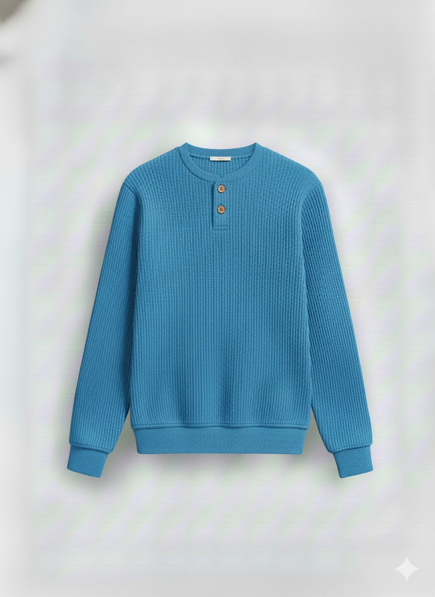2 Pieces Waffle Knit Henley Pack ( Sky Blue + White )