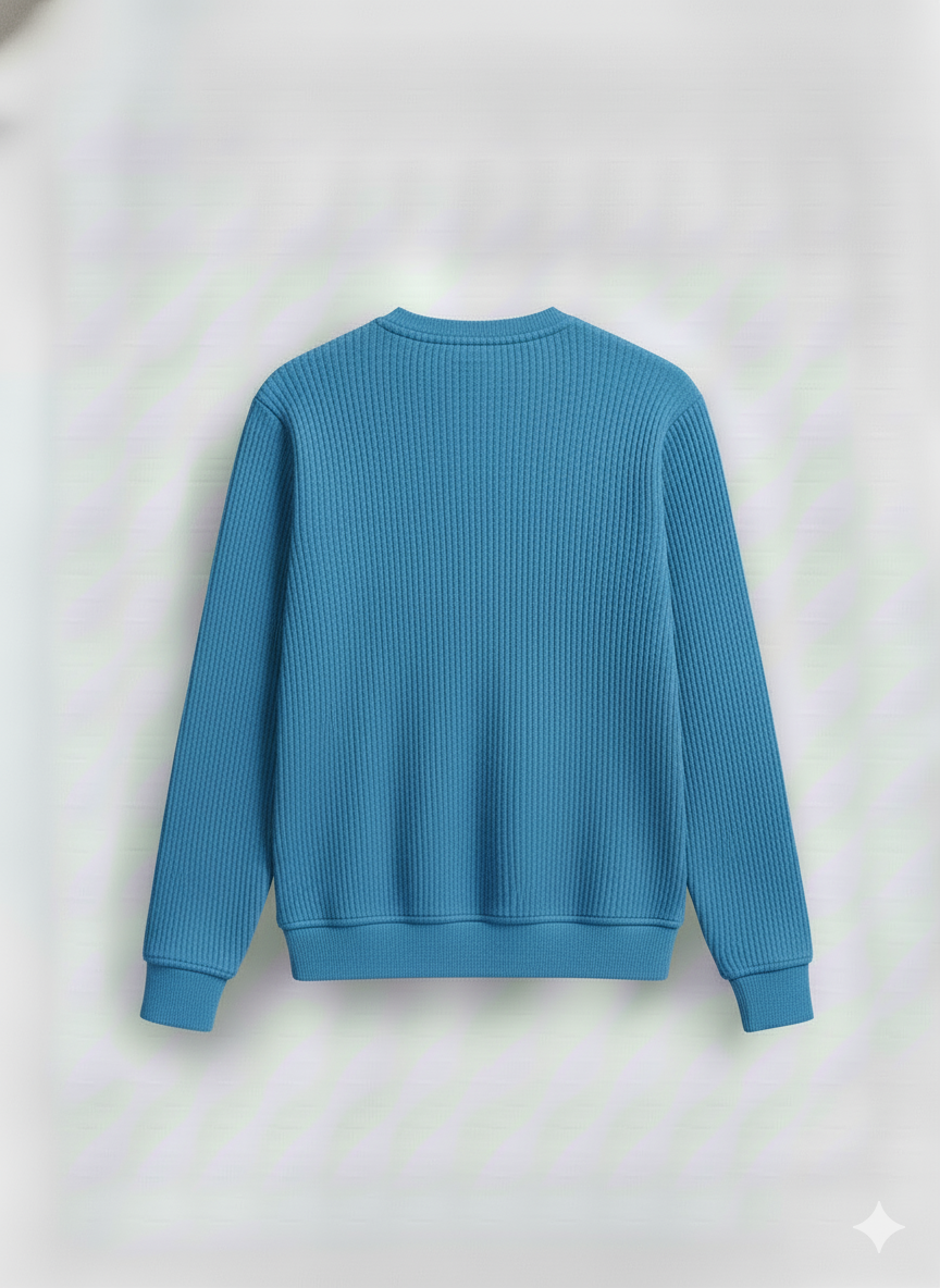 2 Pieces Waffle Knit Tees ( Black + Sky Blue )