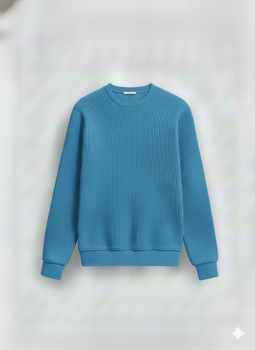 2 Pieces Waffle Knit Tees ( Navy + Sky Blue )