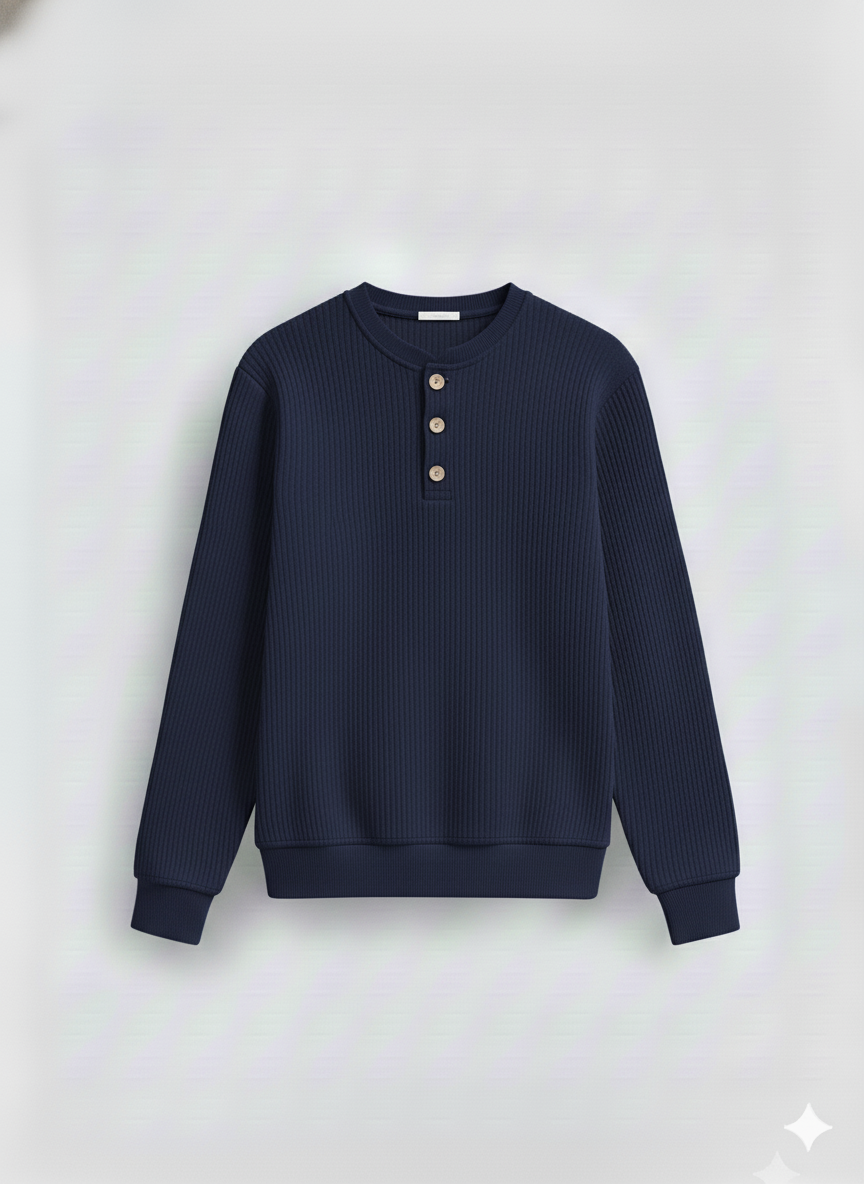 2 Pieces Waffle Knit Henley Pack ( Rust + Navy )