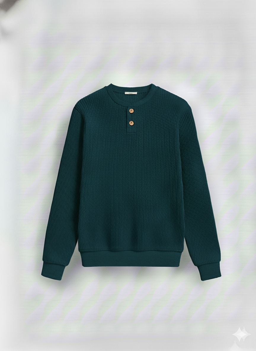 2 Pieces Waffle Knit Henley Pack ( Rust + Dark Teal )