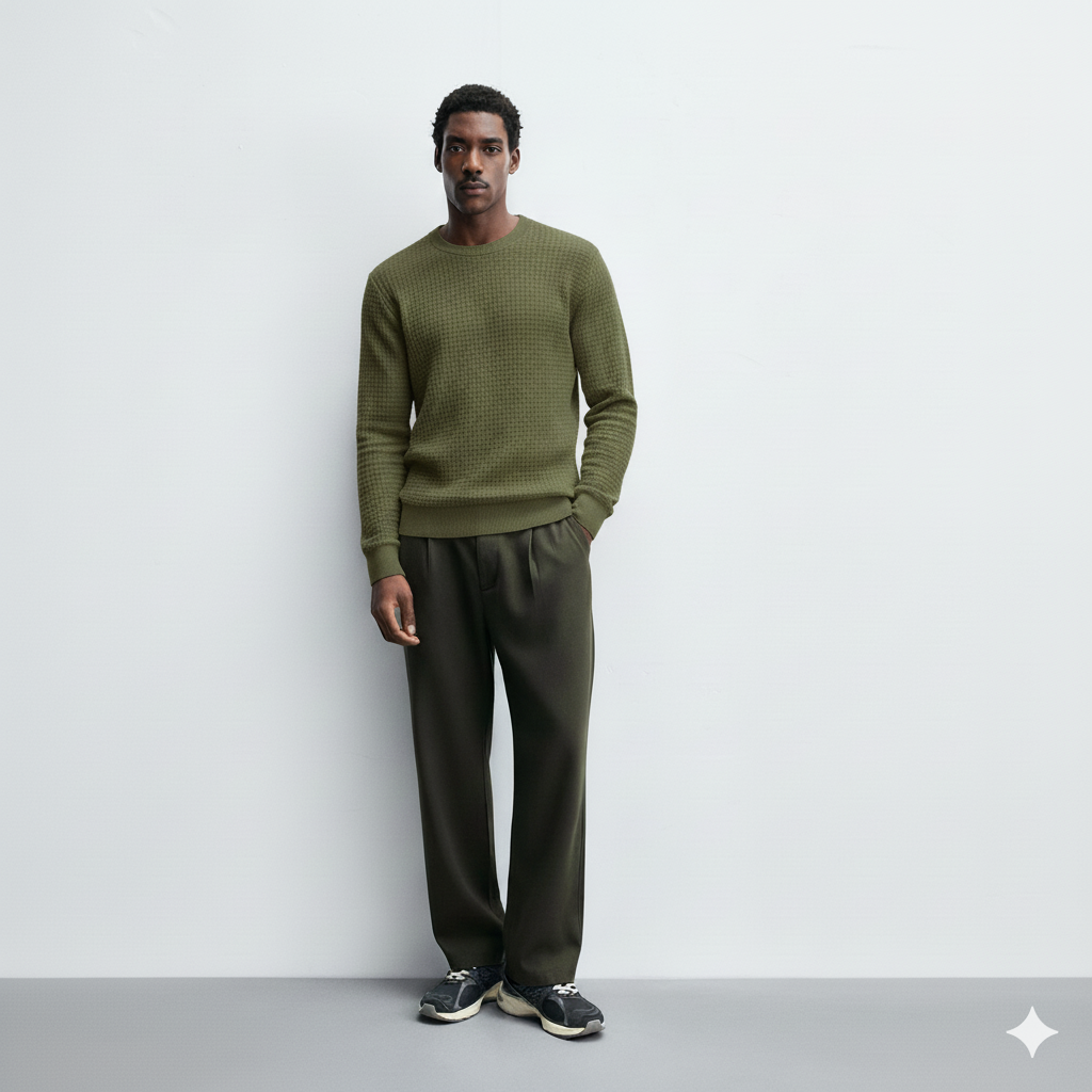 Olive Green Waffle Knit Tees