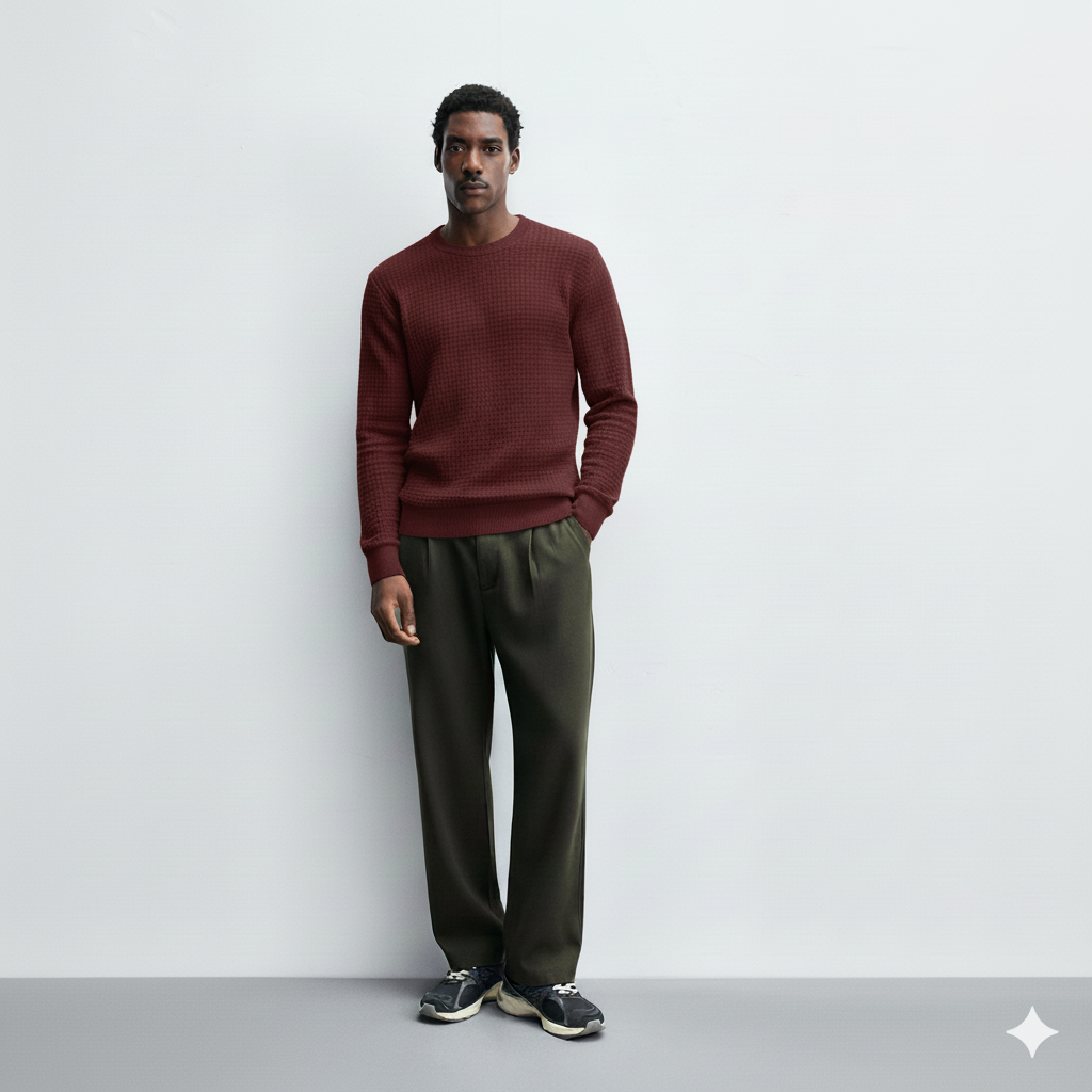 Maroon Waffle Knit Tees