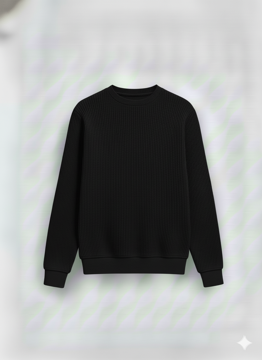2 Pieces Waffle Knit Tees ( Black + Sky Blue )