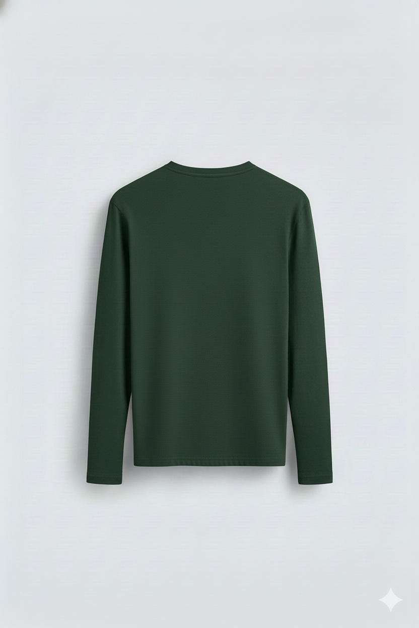 2 Pieces Full Sleeves T-Shirt ( WHITE & BOTTLE GREEN)