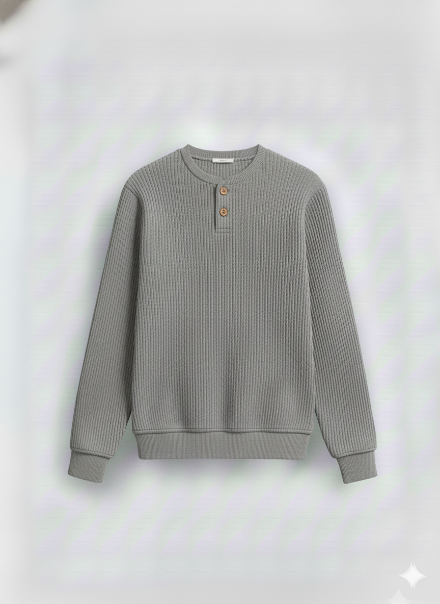 2 Pieces Waffle Knit Henley Pack ( Charcoal + Hader Gray )