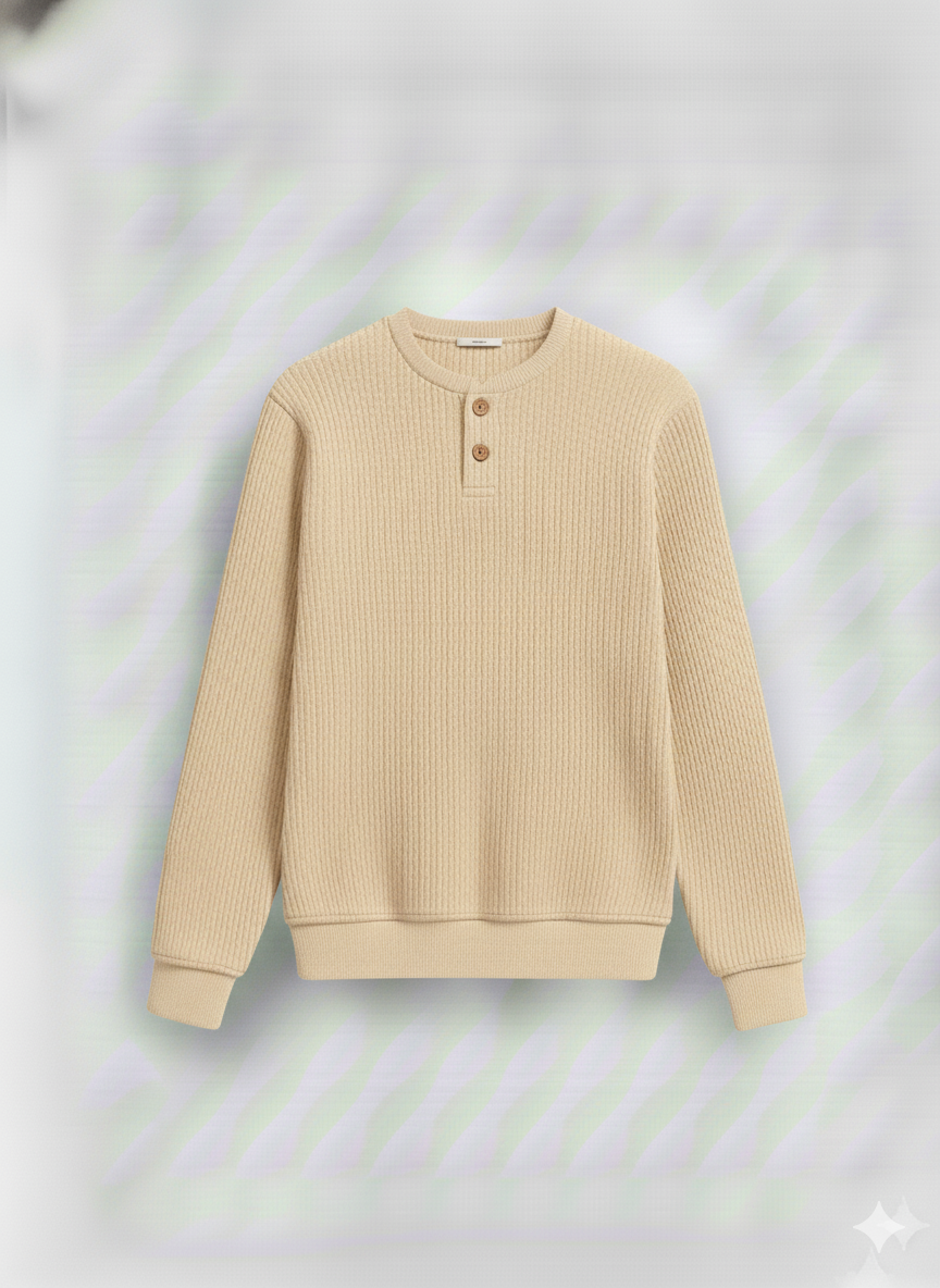2 Pieces Waffle Knit Henley Pack (Maroon & Cream)