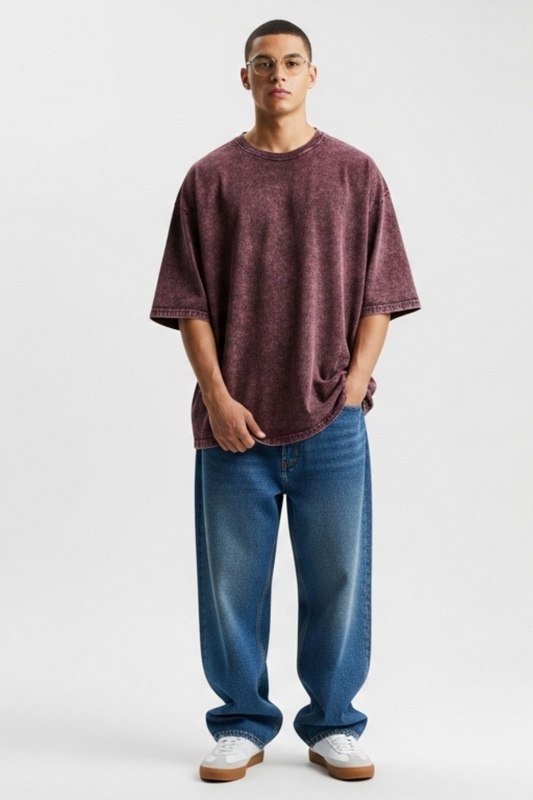 Maroon Washed Oversized Tshirt