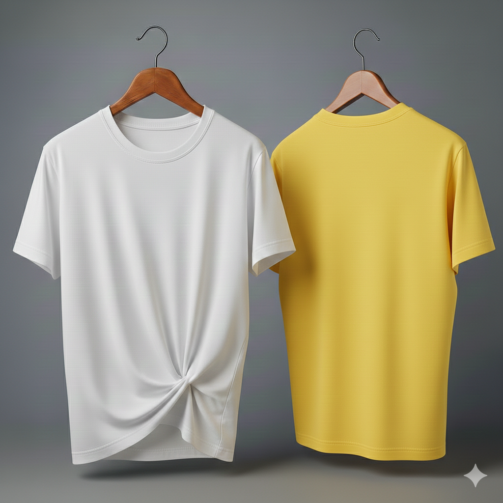 Drop Shoulder Pack of Two (White & Yellow)