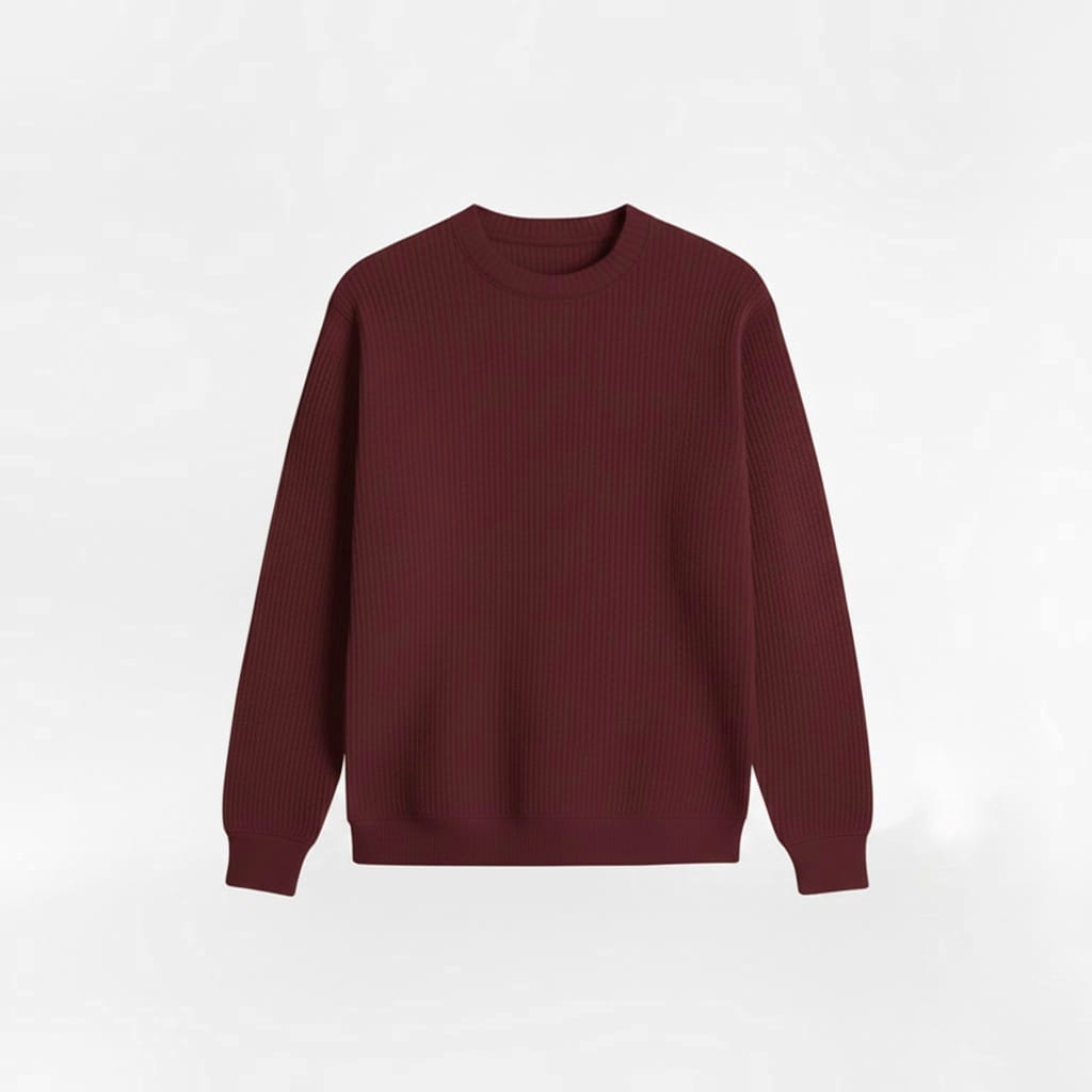 2 Pieces Waffle Knit Tees ( BROWN & MAROON )